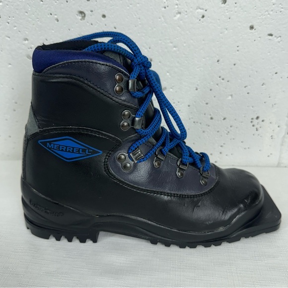 Merrell Women’s size 6.5 Nordic Black Blue Leather Back Cross Country Ski Boots - Picture 8 of 16